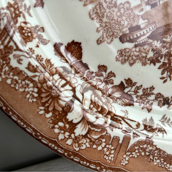 11” [RARE] copper brown VINTAGE transfer ware platter - Picture 5 of 5